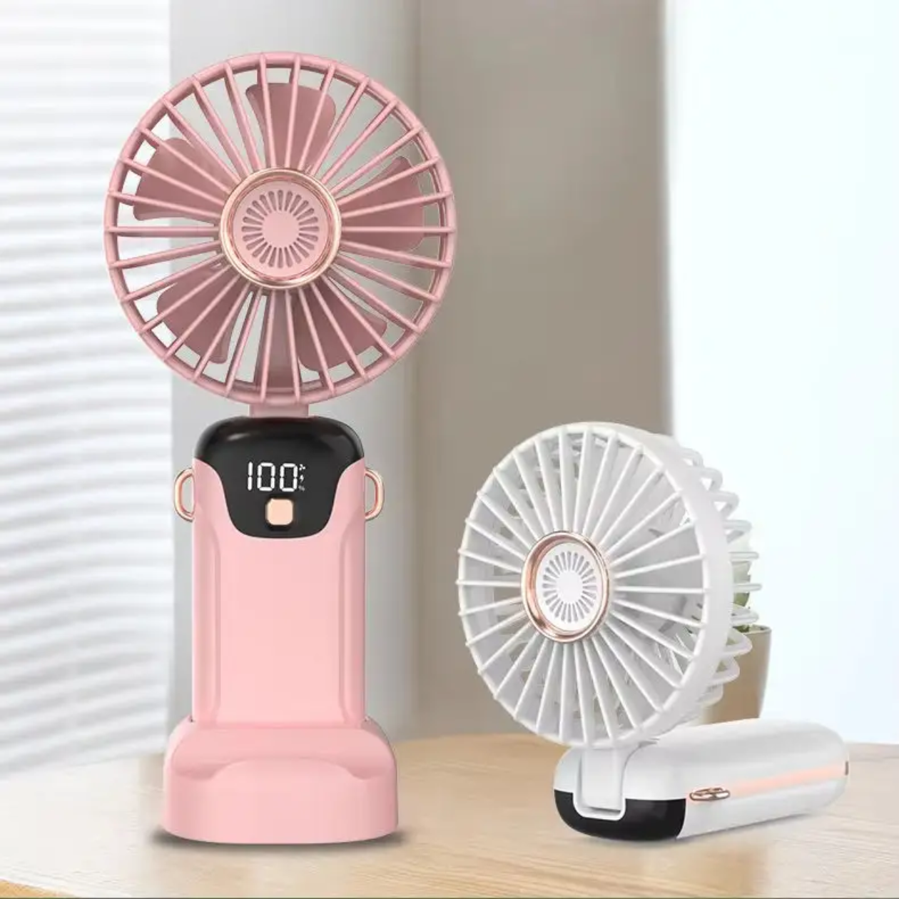 Mini Rechargeable Hand Fan – LED Display & 5 Speed Cooling