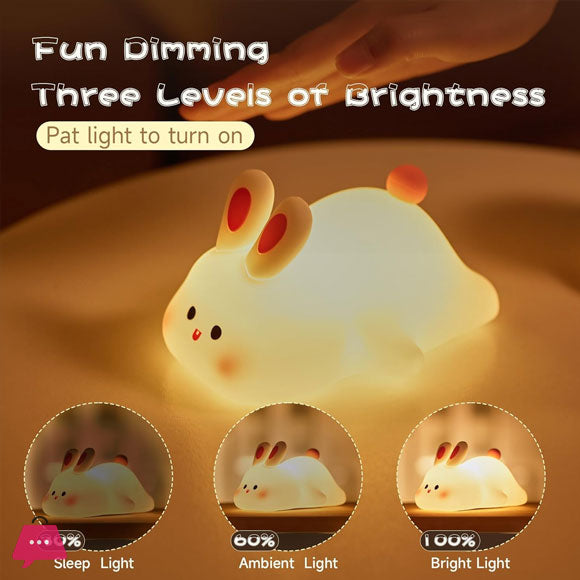 Silicone Rabbit Night Lamp – Cute Touch Sensor LED Light