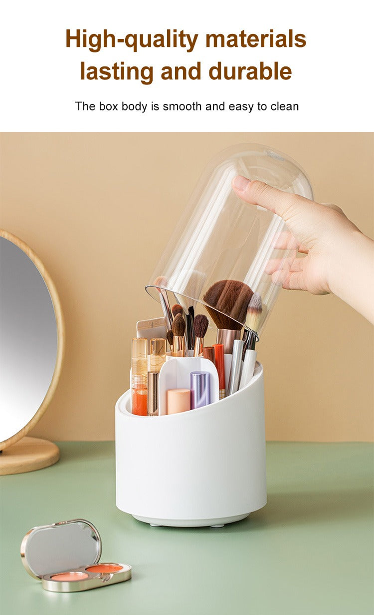 360° Makeup Brush Holder Organizer – Dustproof Lid Storage Case