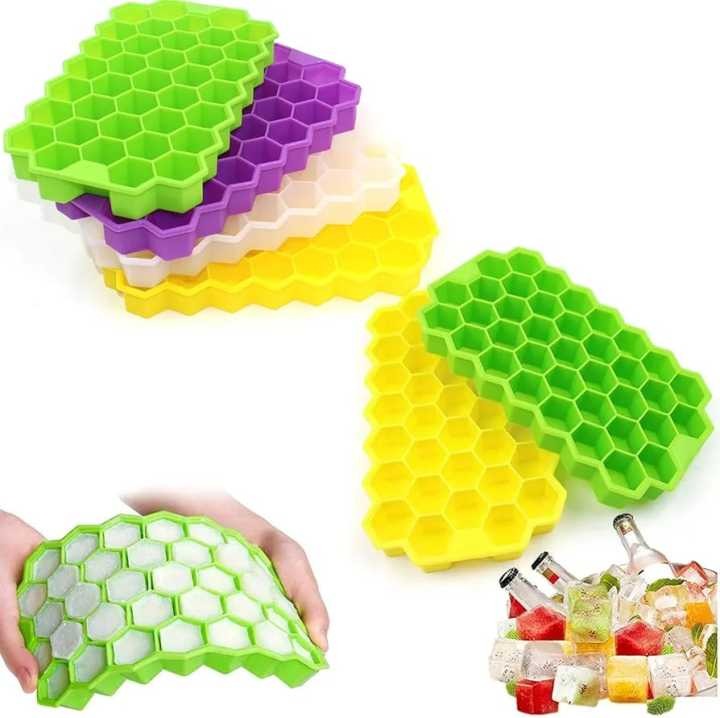 Silicone Ice Cube Tray with Lid – 36-Cube Honeycomb Ice Mold