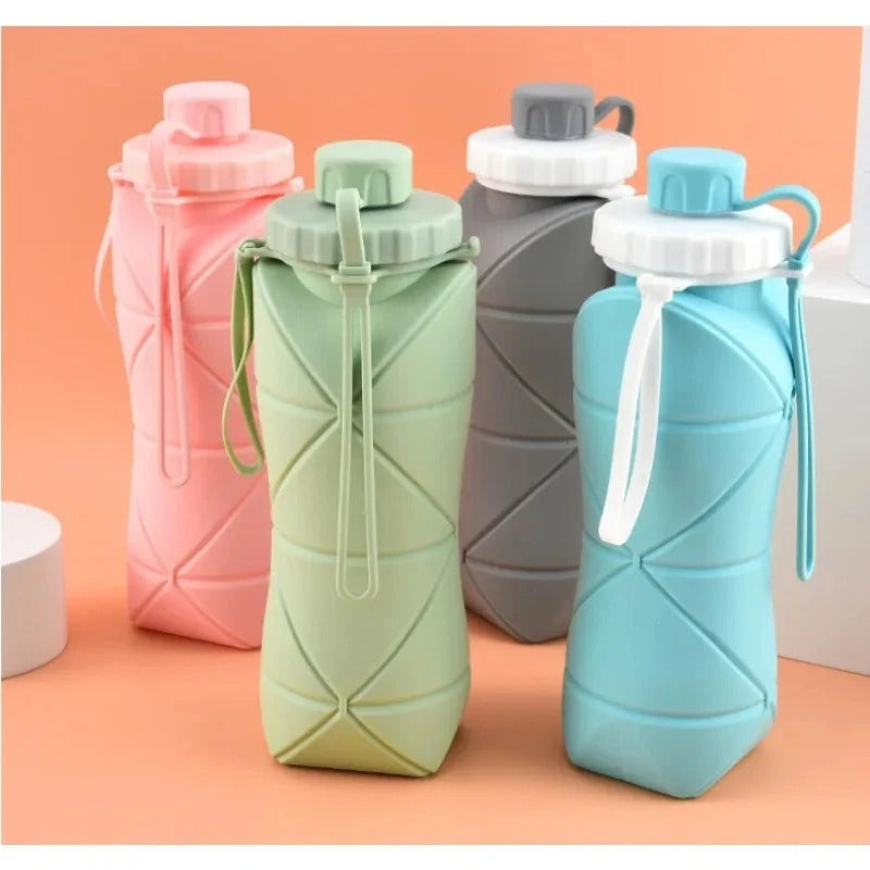 600ml Silicone Foldable Bottle – Portable Travel Water Bottle