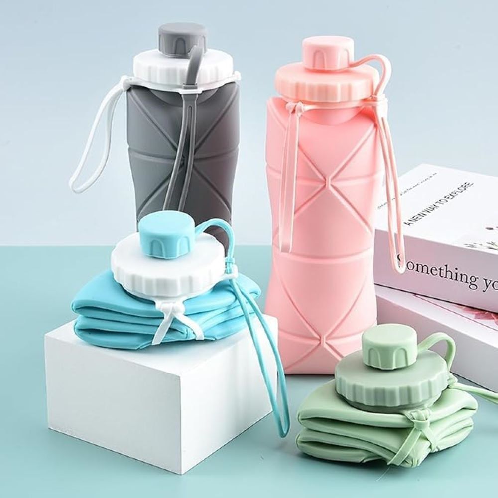 600ml Silicone Foldable Bottle – Portable Travel Water Bottle
