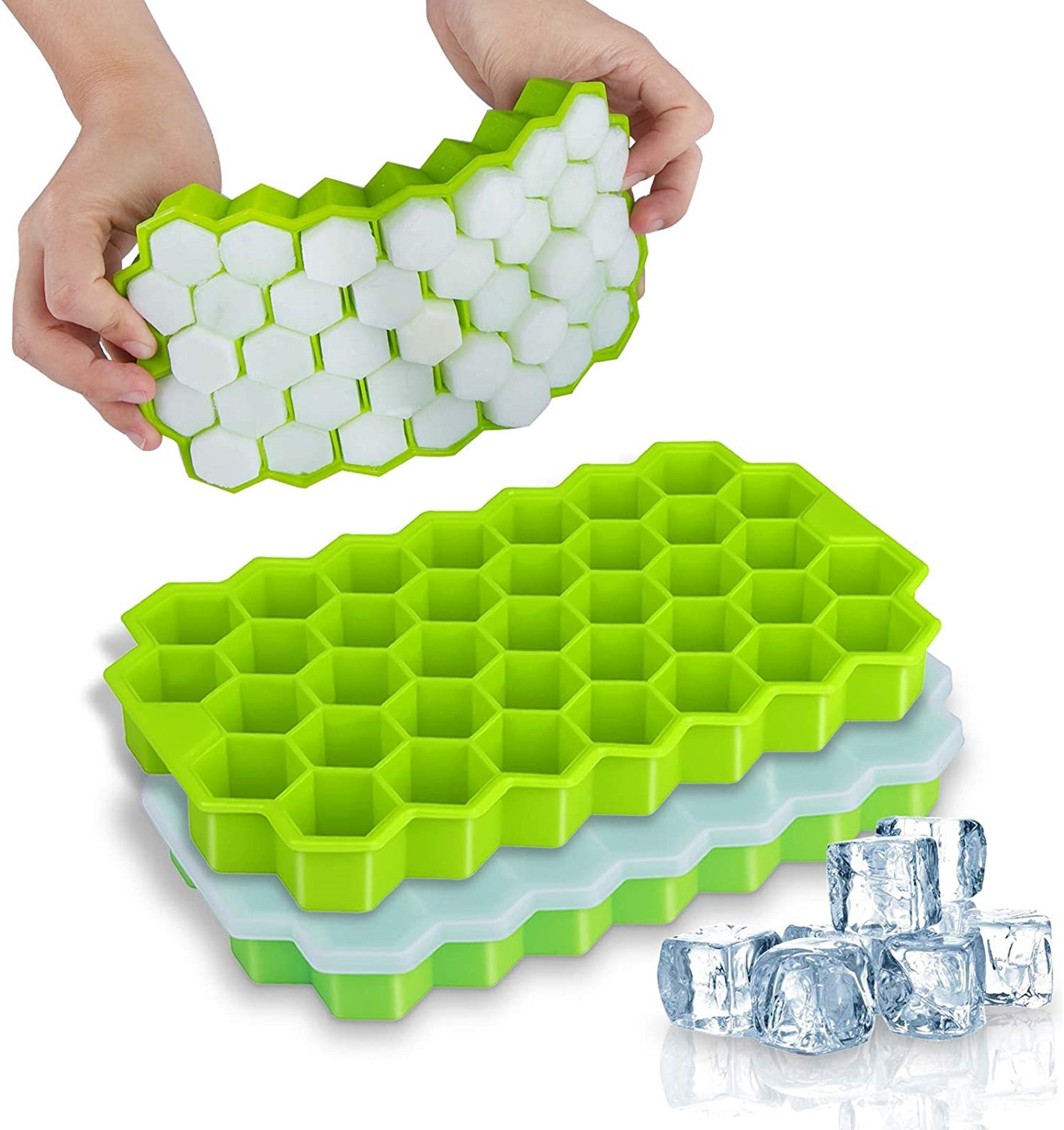 Silicone Ice Cube Tray with Lid – 36-Cube Honeycomb Ice Mold