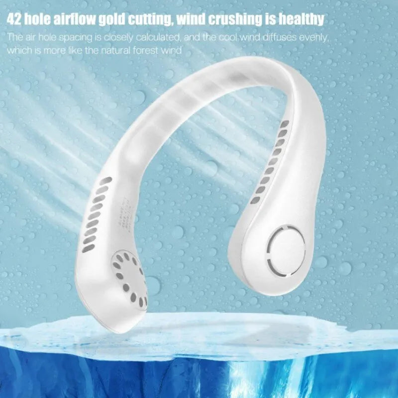 Bladeless Hanging Neck Fan – Portable Rechargeable Cooling Fan