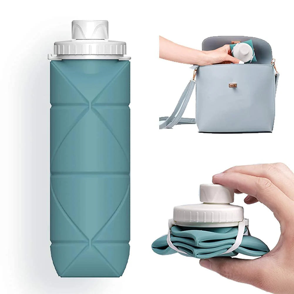 600ml Silicone Foldable Bottle – Portable Travel Water Bottle