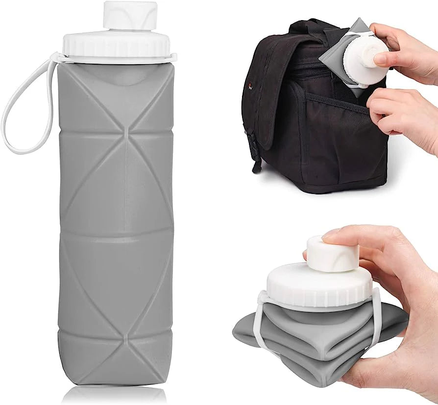 600ml Silicone Foldable Bottle – Portable Travel Water Bottle