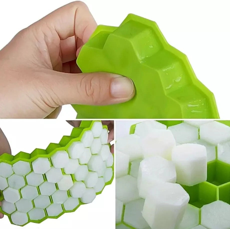 Silicone Ice Cube Tray with Lid – 36-Cube Honeycomb Ice Mold