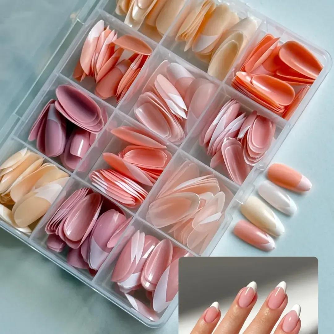 144 Pcs Multicolor False Nails Set – Stylish Press-On Nail Collection