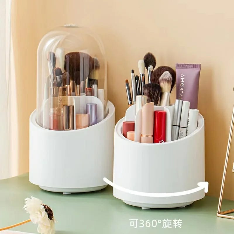 360° Makeup Brush Holder Organizer – Dustproof Lid Storage Case